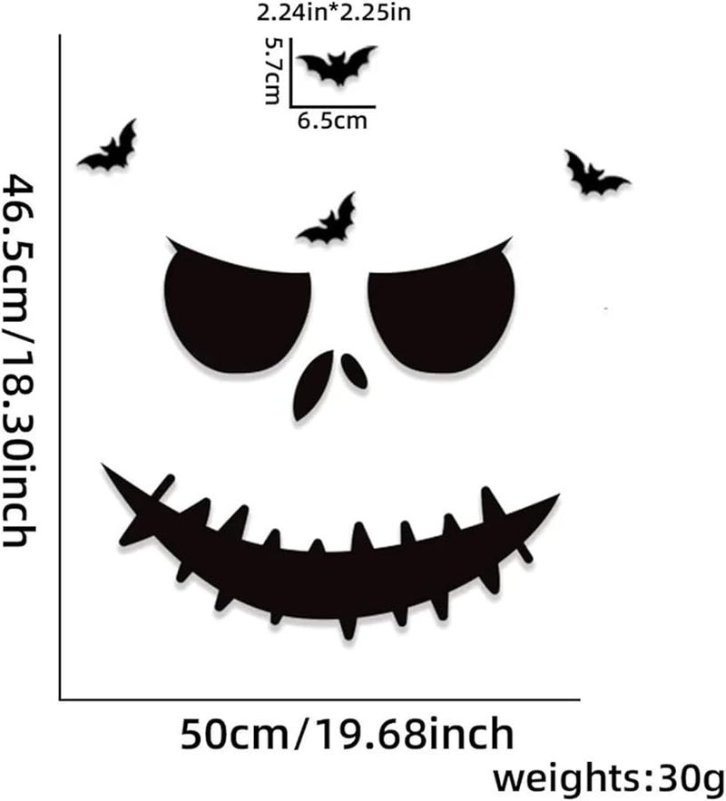 Black Ghost Window Clings 8pcs Halloween Door Wall Sticker Decoration Pumpkin Witch - Image 2